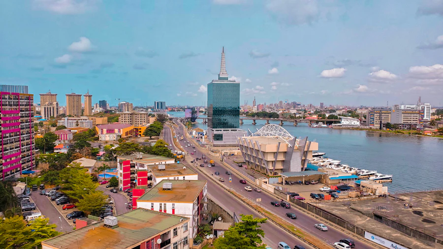 Lagos city skyline, Victoria Island, Nigeria